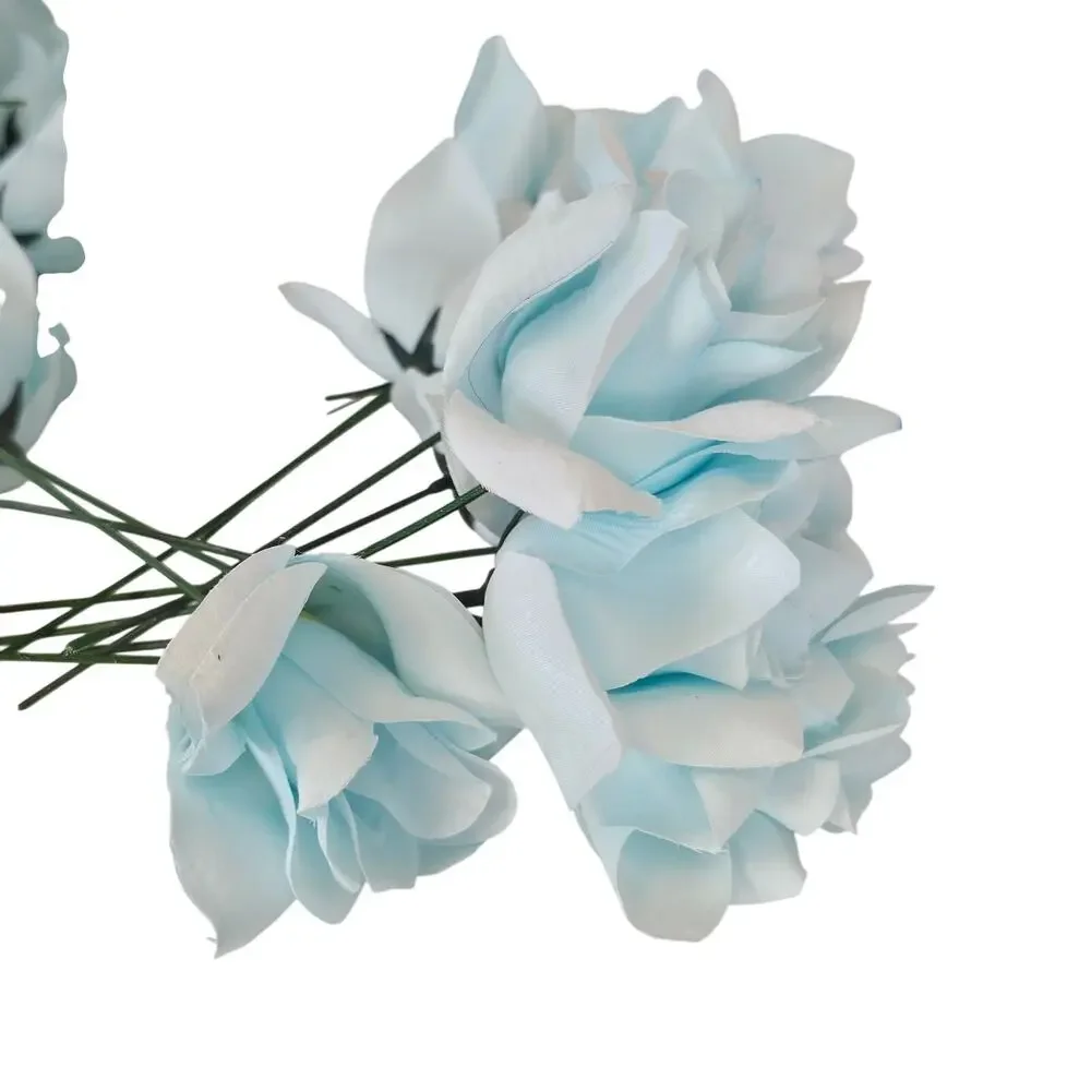 45 Baby Blue Powder Blue Artificial Silk Roses 3in Short Stem Wedding Flowers